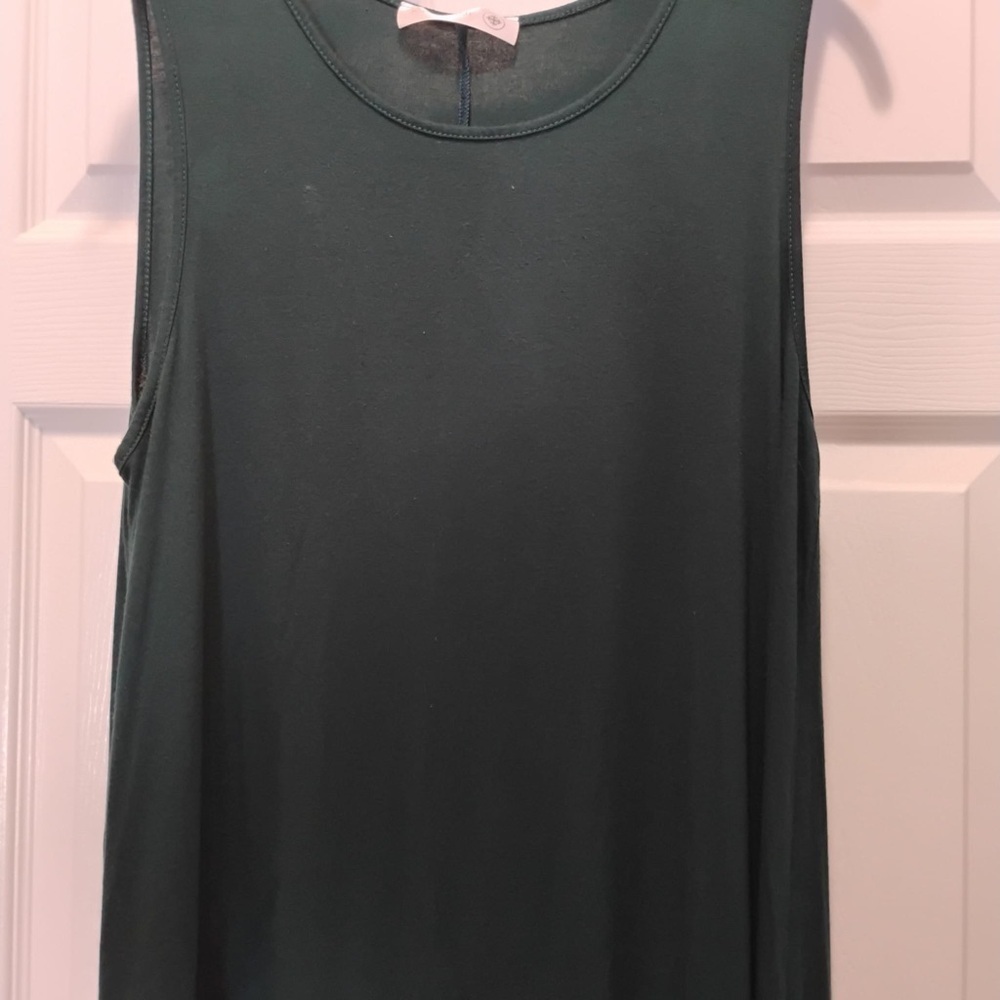 Forest Green Soft Stretch Sleeveless Tank Blouse Women’s 1X - Picture 2 of 6